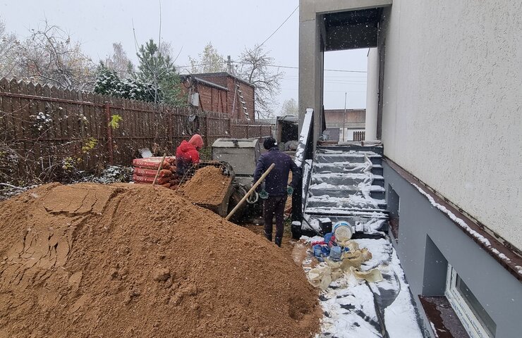 Полусухая стяжка пола подвала по адресу: Мытищи, деревня Сорокино